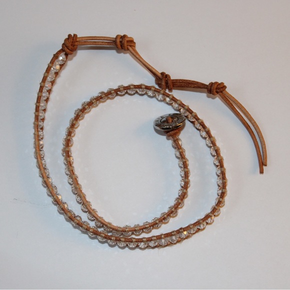 Crystal Bracelet with Brown Leather Trim - Picture 4 of 4